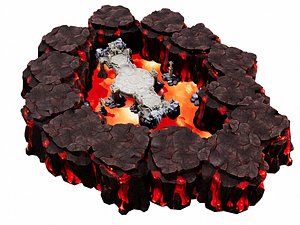 Game-Ready Stylized Lava Arena - Hand-Painted Volcanic Cliffs Set
