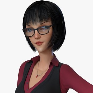 business woman cartoon 3D model