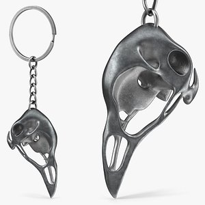 3D Bird Skull Keychain Metal model