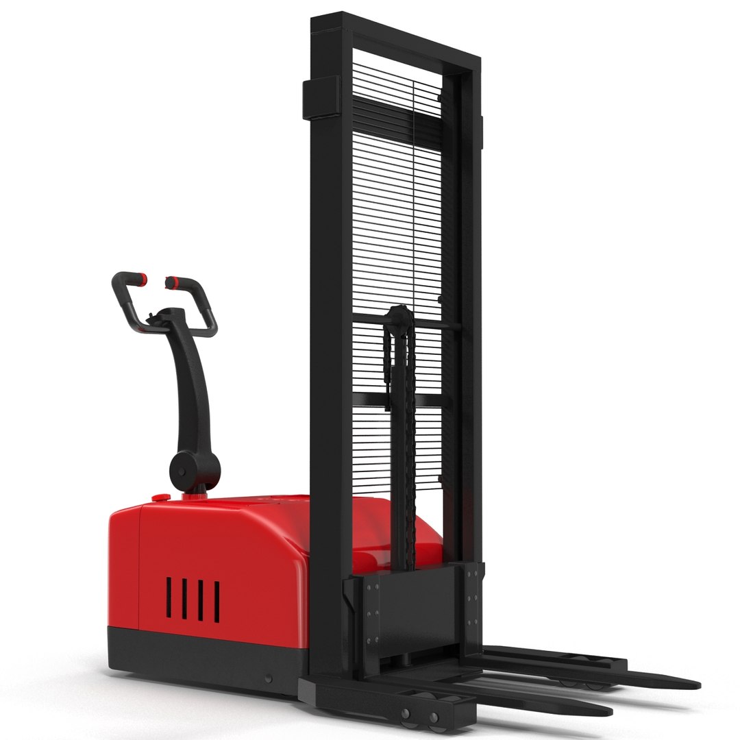 Electric Walkie Stacker Red 3D model preview