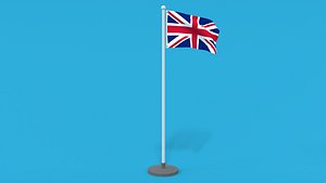 Low Poly Seamless Animated United Kingdom Flag 3D model
