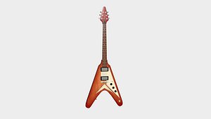 Electric Guitar D07 Red Wood - Music Instrument Design 3D model
