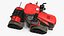 3D Tracked Agricultural Tractor Red Dirty model