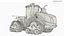 3D Tracked Agricultural Tractor Red Dirty model