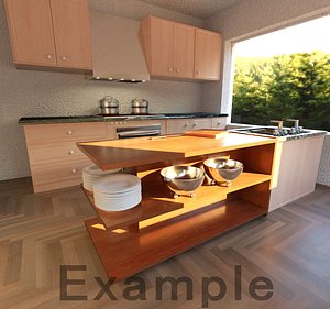 realistic kitchen architecture 3D model