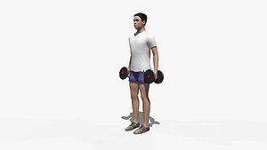 Animated Man And Barbell Lunge Workout