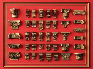 Classic Capital Corbel 3D Model Pack Carved Column Capital Set
