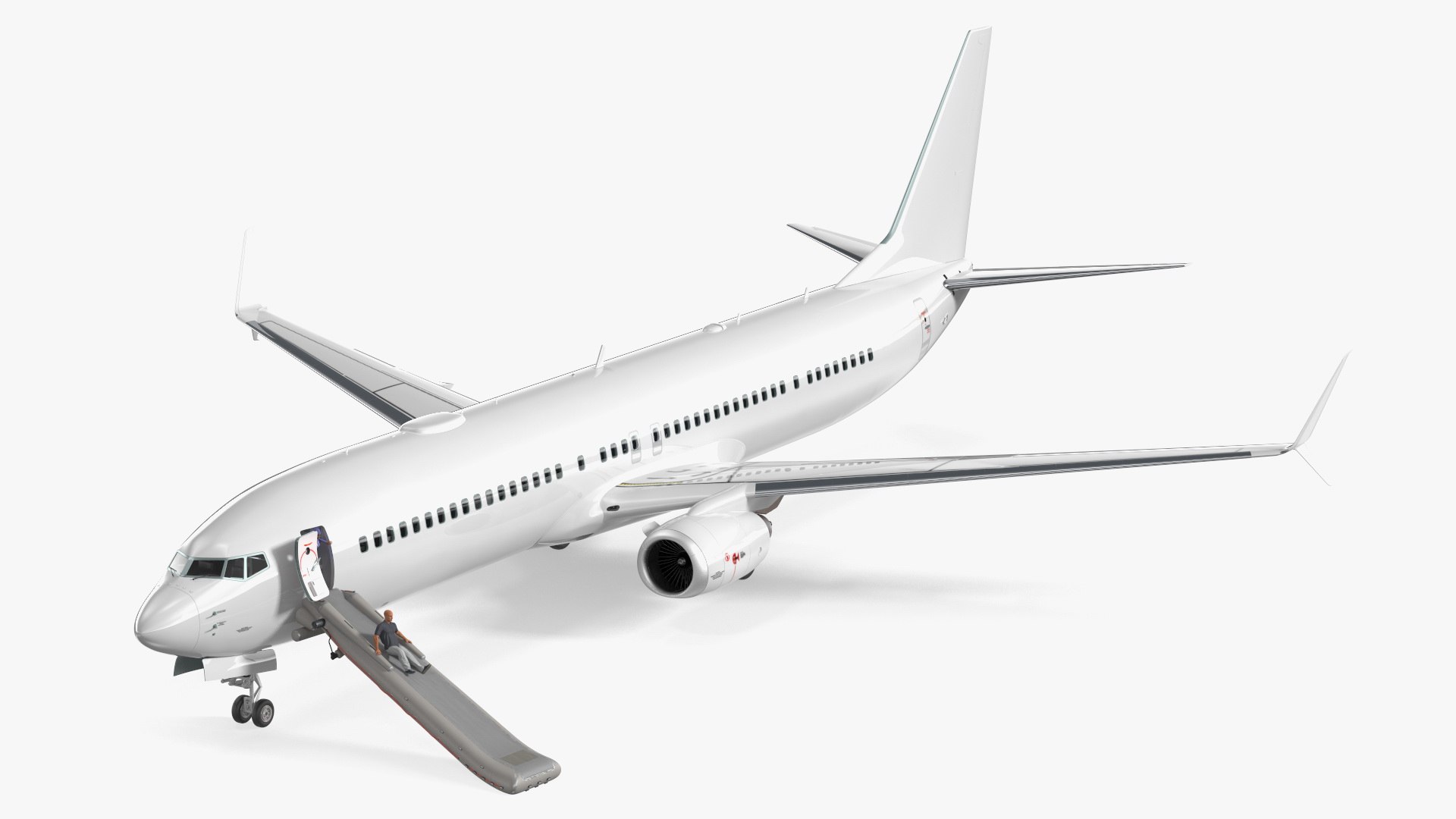 Airplane Evacuating People Rigged 3D model preview