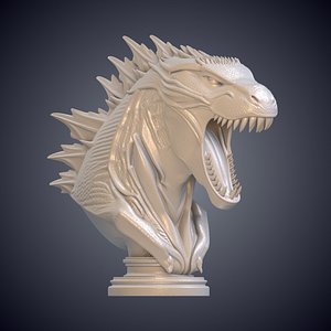 Detailed Kaiju Bust 3D Print Model PM-13