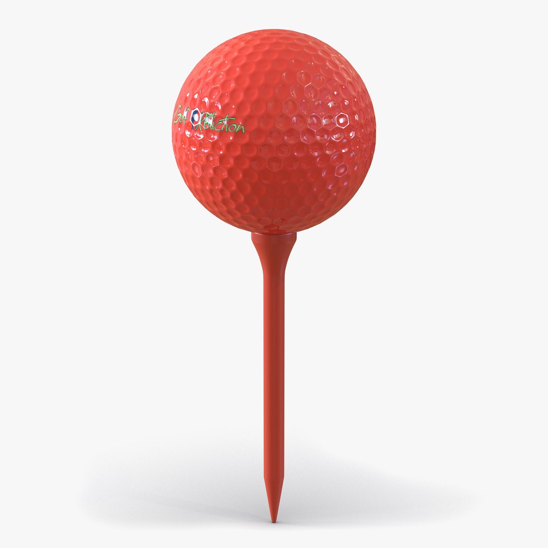 Golf Ball and Tee Red 3D Model 3D model preview