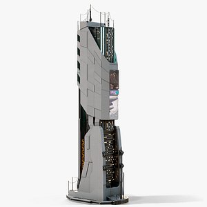3D Sci-Fi Futuristic Skyscraper PBR 10