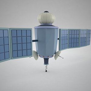 3d model of stylized cartoon satellite