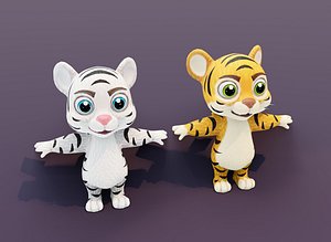 3D Cartoon Tiger Rigged 3D Models