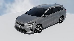 2019 Kia Ceed Station Wagon - Low Poly - Removable Badges - LOD - Custom Textures