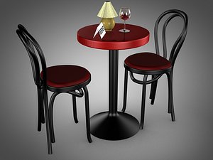 3d model bistro table chairs