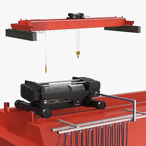 Machinery Overhead Crane Single Beam Orange Rigged