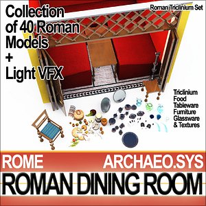 Ancient Roman Dining Room Set A [40 Models+5 Candle VFX]