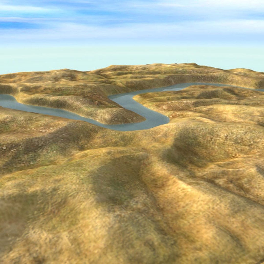 Terrain River Landscape 3d Max