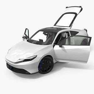 3D Modern Sports Car Coupe 2026 White Rigged for Maya