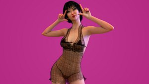 Asian BabyDoll Lingerie Model 3D model