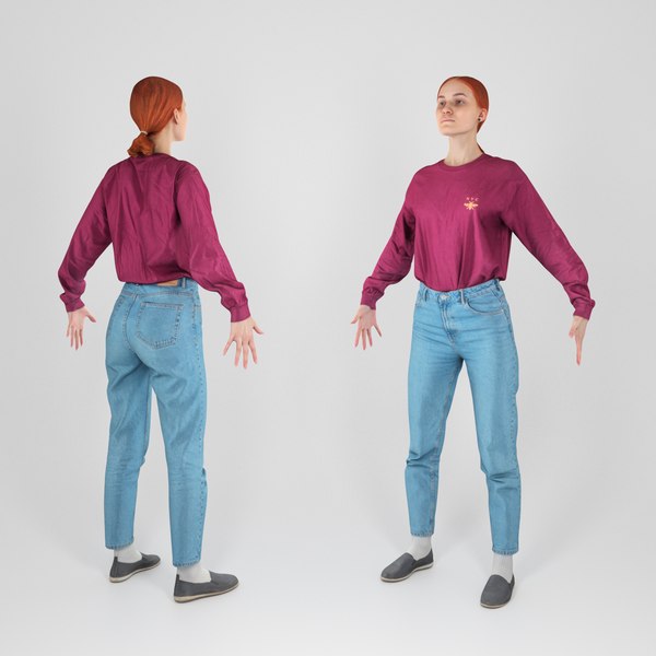 scanned human woman casual 3D model