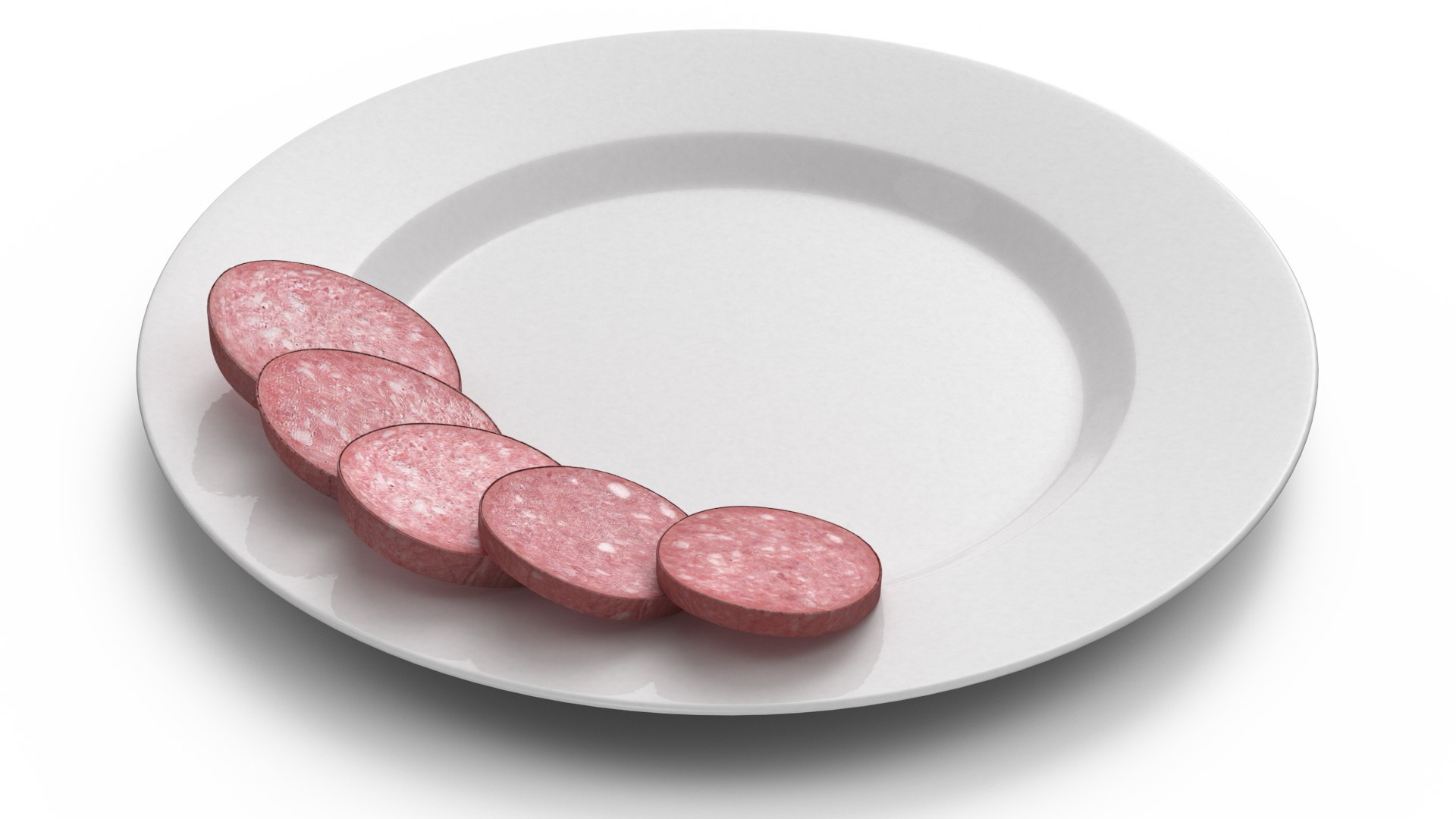 Half Smoked Sausage on Plate 3D model preview