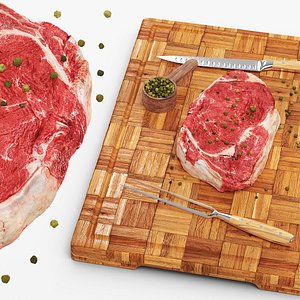 Ribeye Steak with Green Peppercorns on Cutting Board
