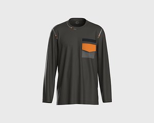 3D Mens T-shirt with zipper detailing and textures model