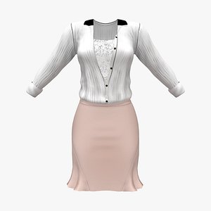 Womens Elegant Skirt Outfit 3D model