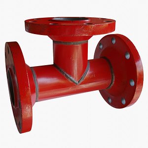 T Pipe DN100 Red 3D model