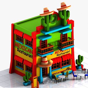 3ds max cartoon mexican restaurant