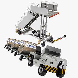 3D airport baggage truck model