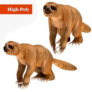 3D sloth low-poly model