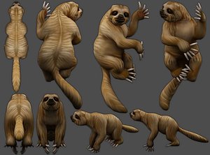 3D sloth low-poly model
