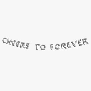 3D Foil Baloon Words CHEERS TO FOREVER Silver