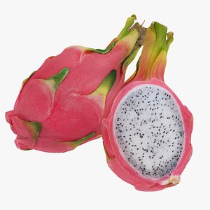 scaned sliced dragonfruit pitaya 3d model