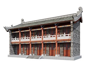 3D Japan Two-Storey Hall model