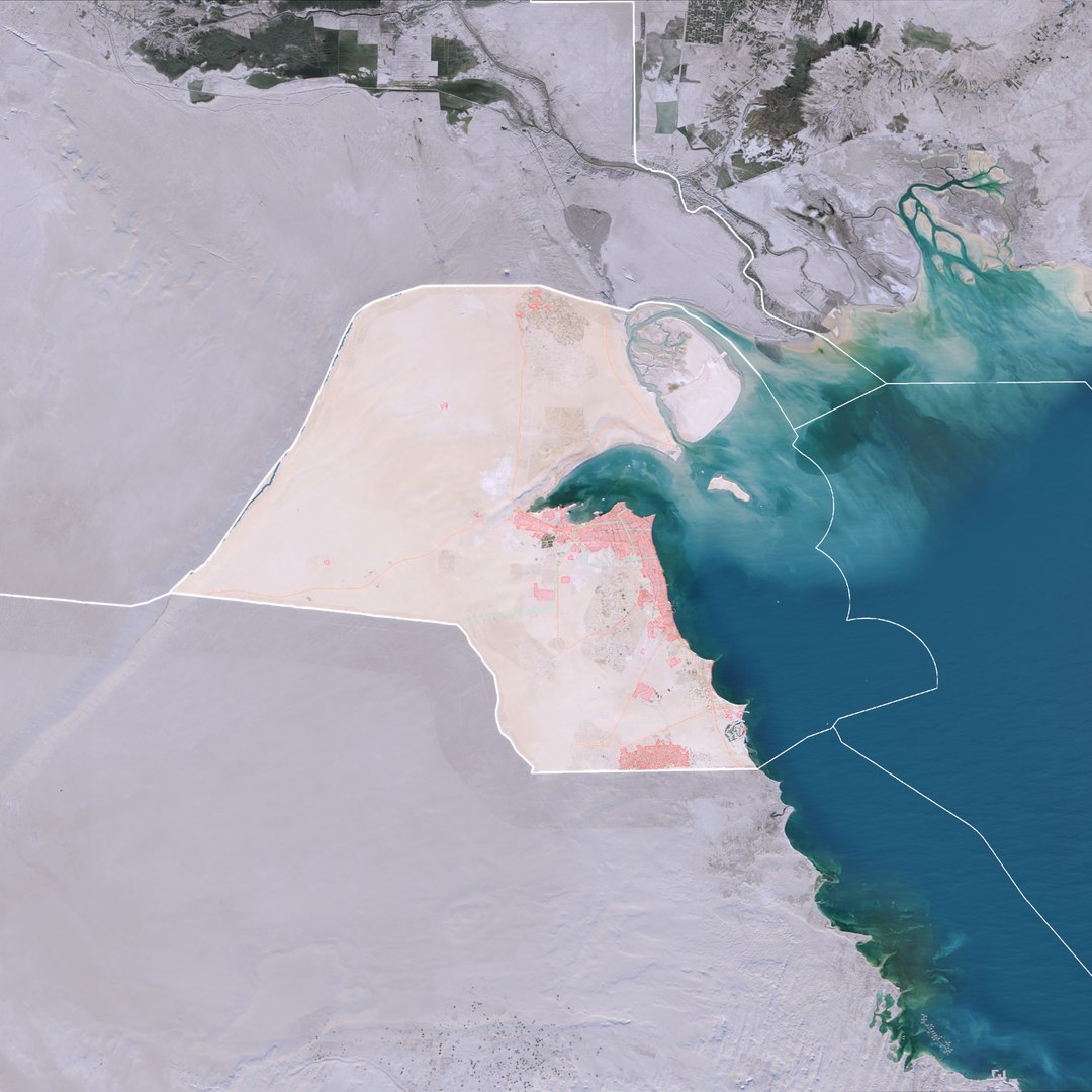 Kuwait Map - 6K Realistic Satellite Terrain - Elevation 3D Model ...