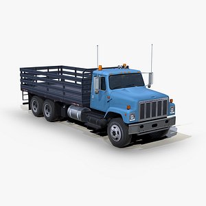 3D International 2574 3ax flatbed truck model