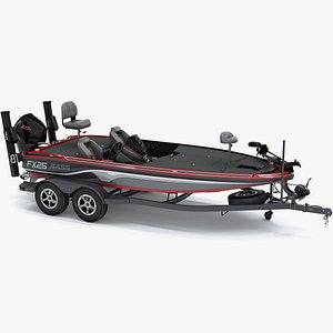 Bass Boat and Trailer 3D