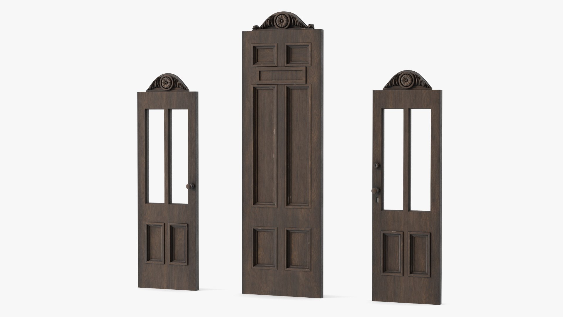 Baroque Wooden Doors 3D model preview