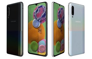 3D Samsung Galaxy A90 5G Black and White Low Poly