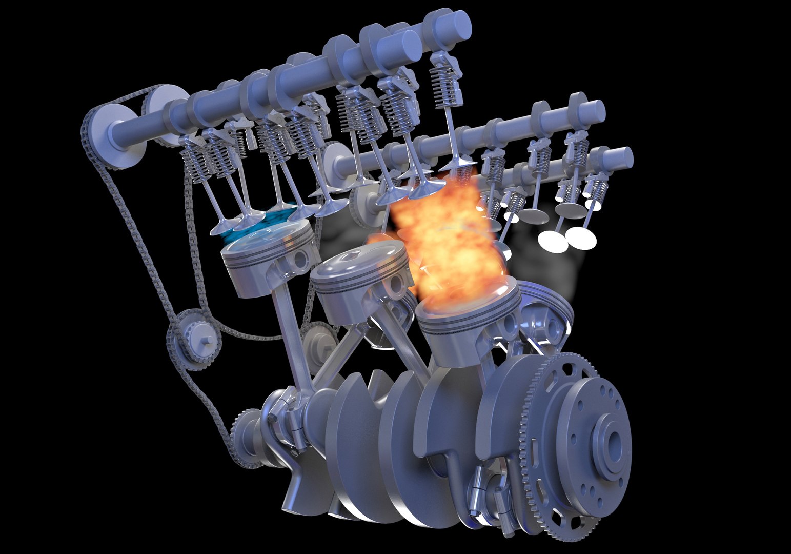 v6 engine animation