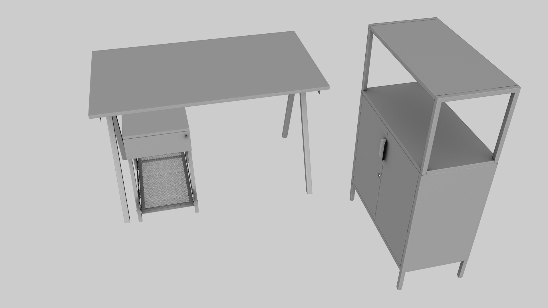 3D Furniture Set IKEA TROTTEN - Table Cabinet Drawer Unit - TurboSquid ...