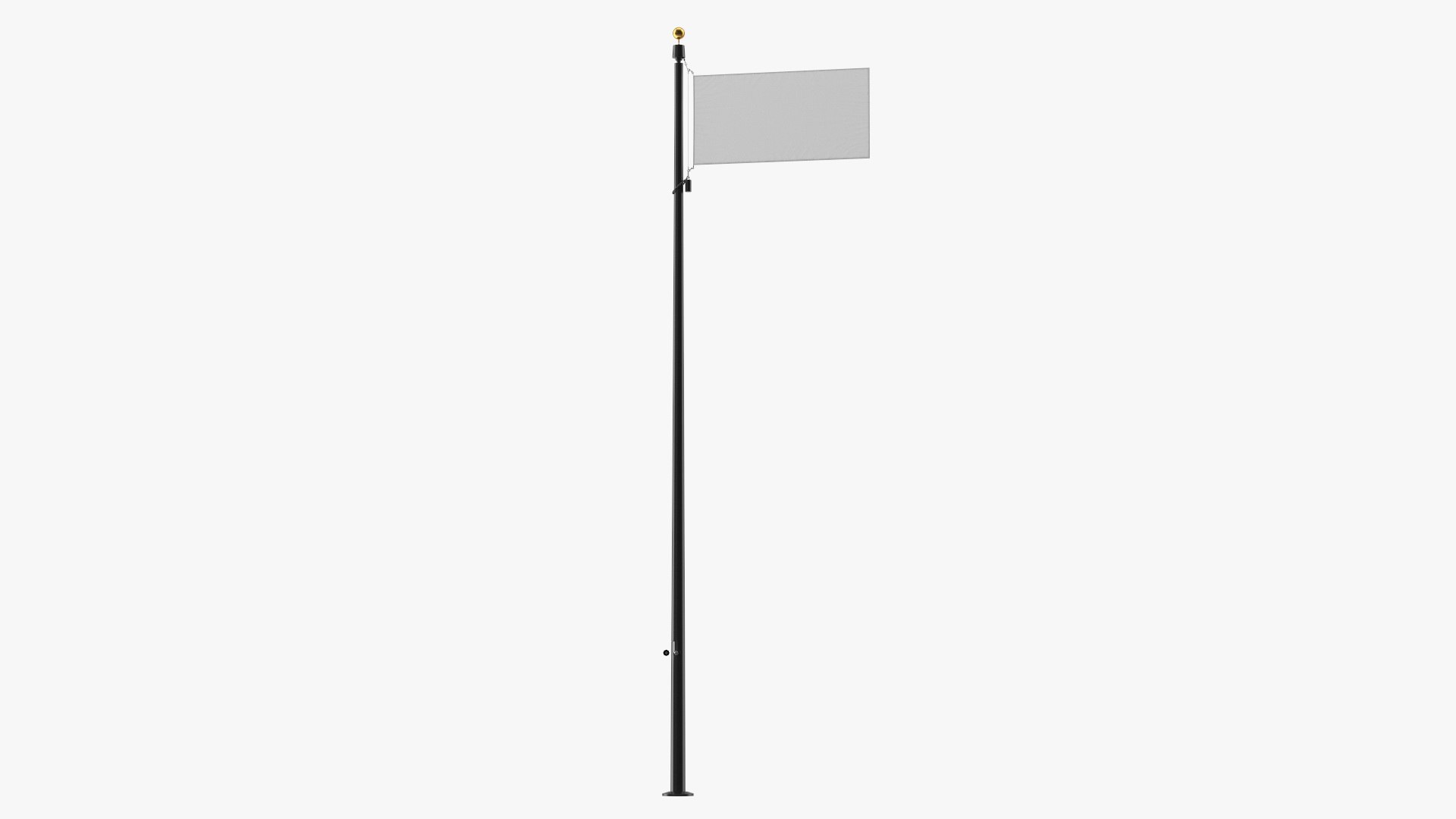 Flagpole Black Powder with White Flag 3D model preview