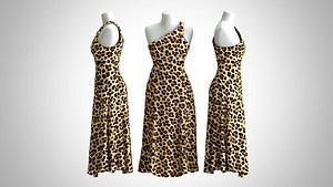 3D Woman Dress 2 Cream Leopard
