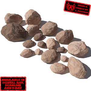 lot rocks stones - 3d model