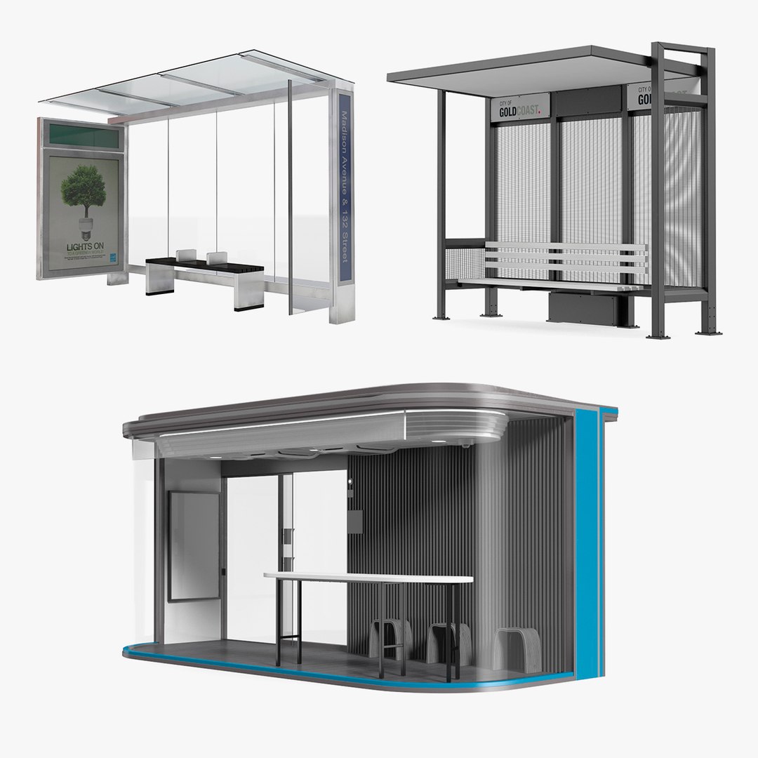 Bus Stops Collection 2 3D model preview
