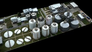 factory chemical plant silo terrain drone photogrammetry 3D