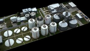 factory chemical plant silo terrain drone photogrammetry